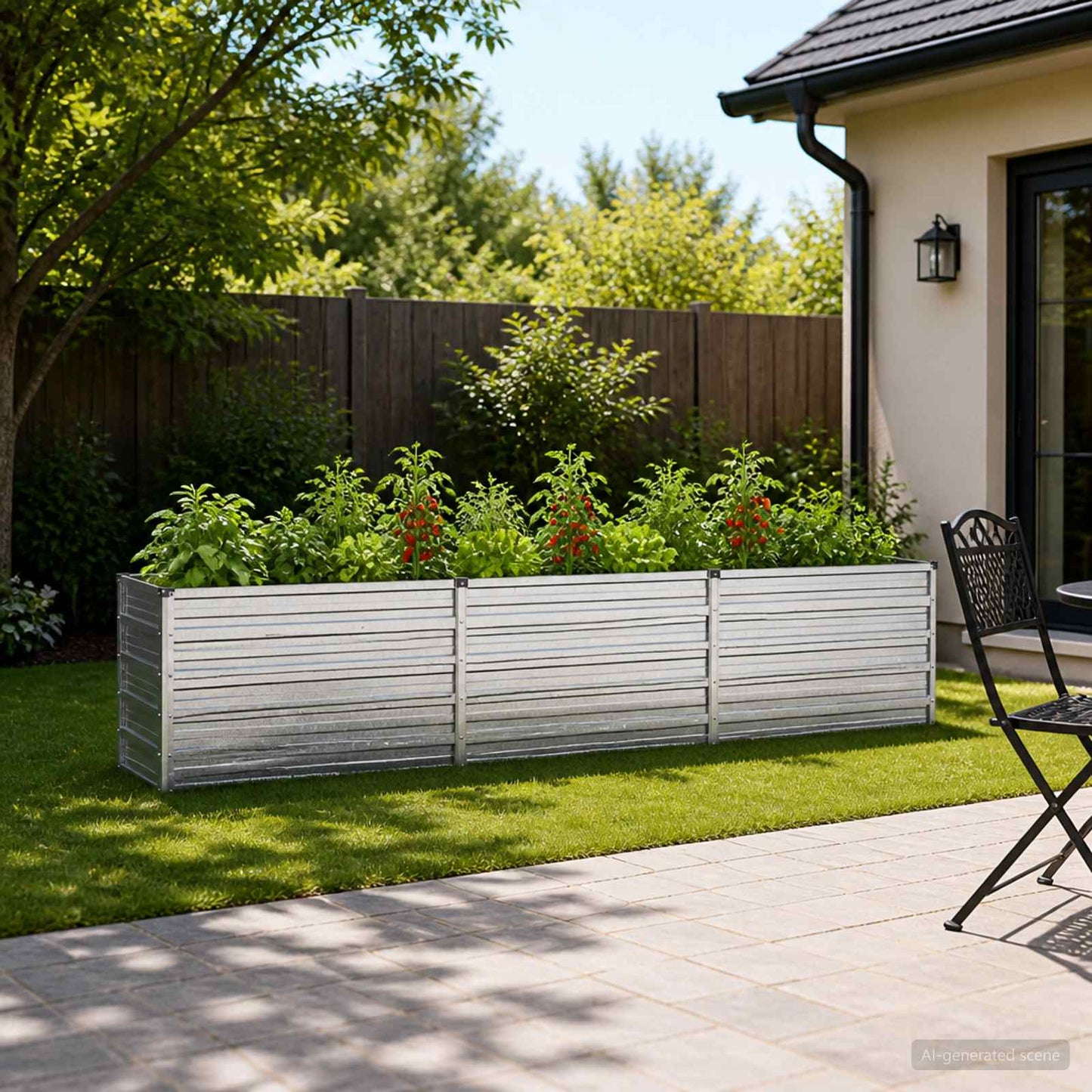 Raised Garden Bed Silver 240 x 40 x 55 cm galvanized