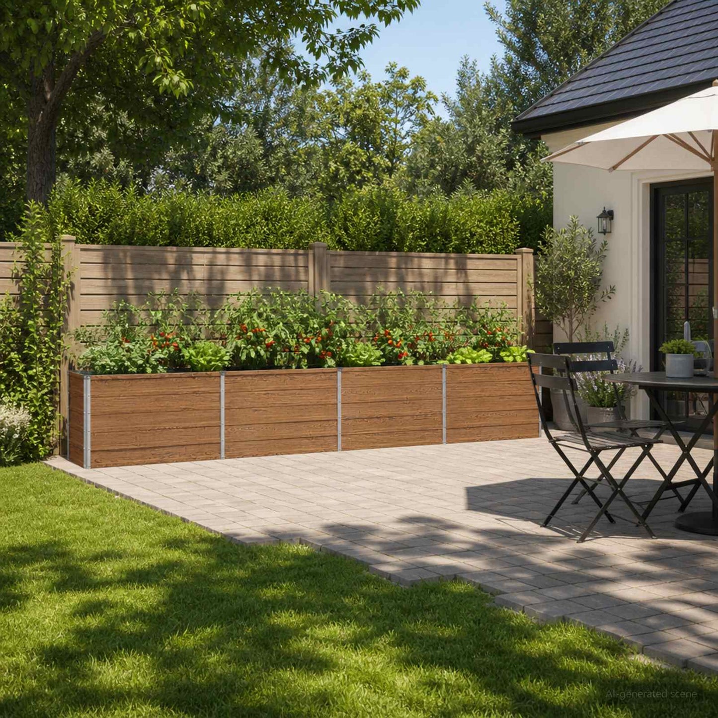 Raised Garden Bed Wood Brown 320 x 40 x 55 cm cold-rolled steel