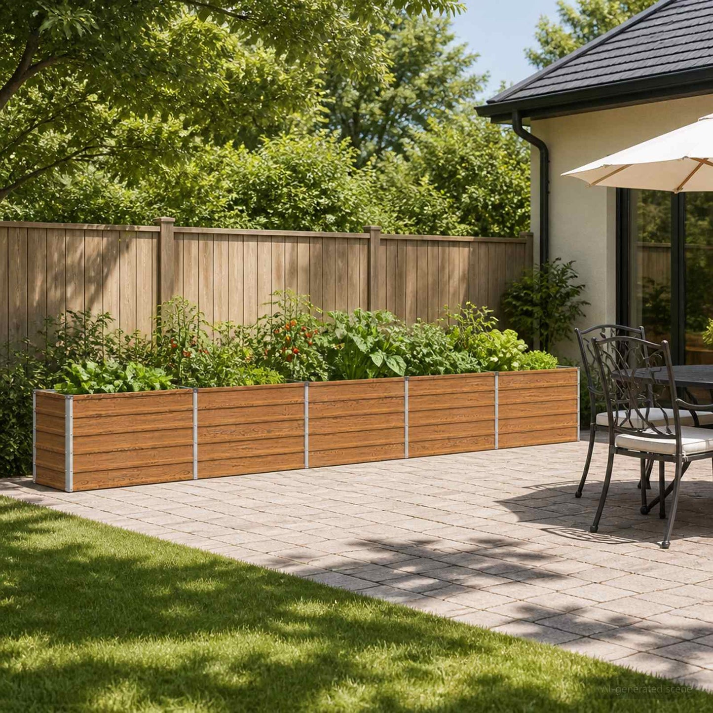 Raised Garden Bed Wood Brown 400 x 40 x 55 cm cold-rolled steel