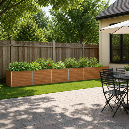 Raised Garden Bed Wood Brown 480 x 40 x 55 cm cold-rolled steel
