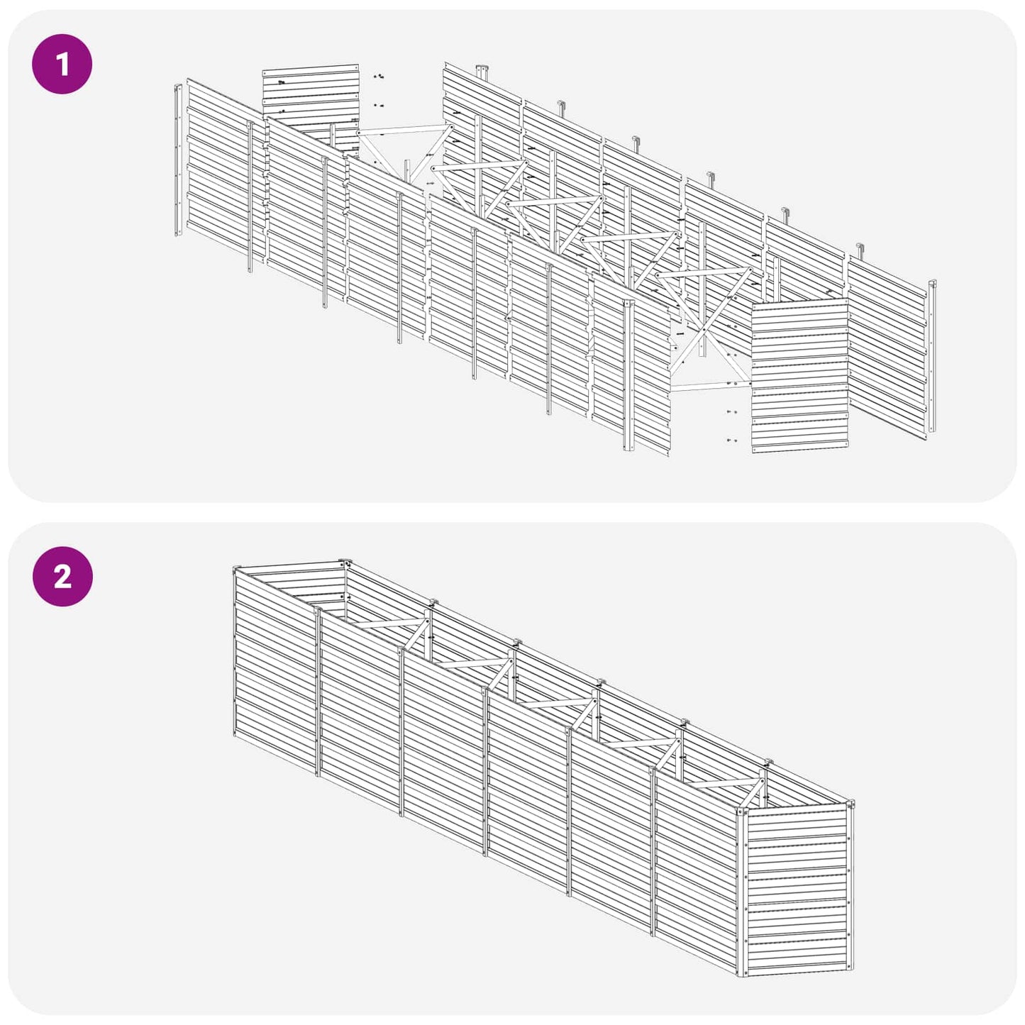 Raised Garden Bed Ivory 480 x 40 x 55 cm cold-rolled steel