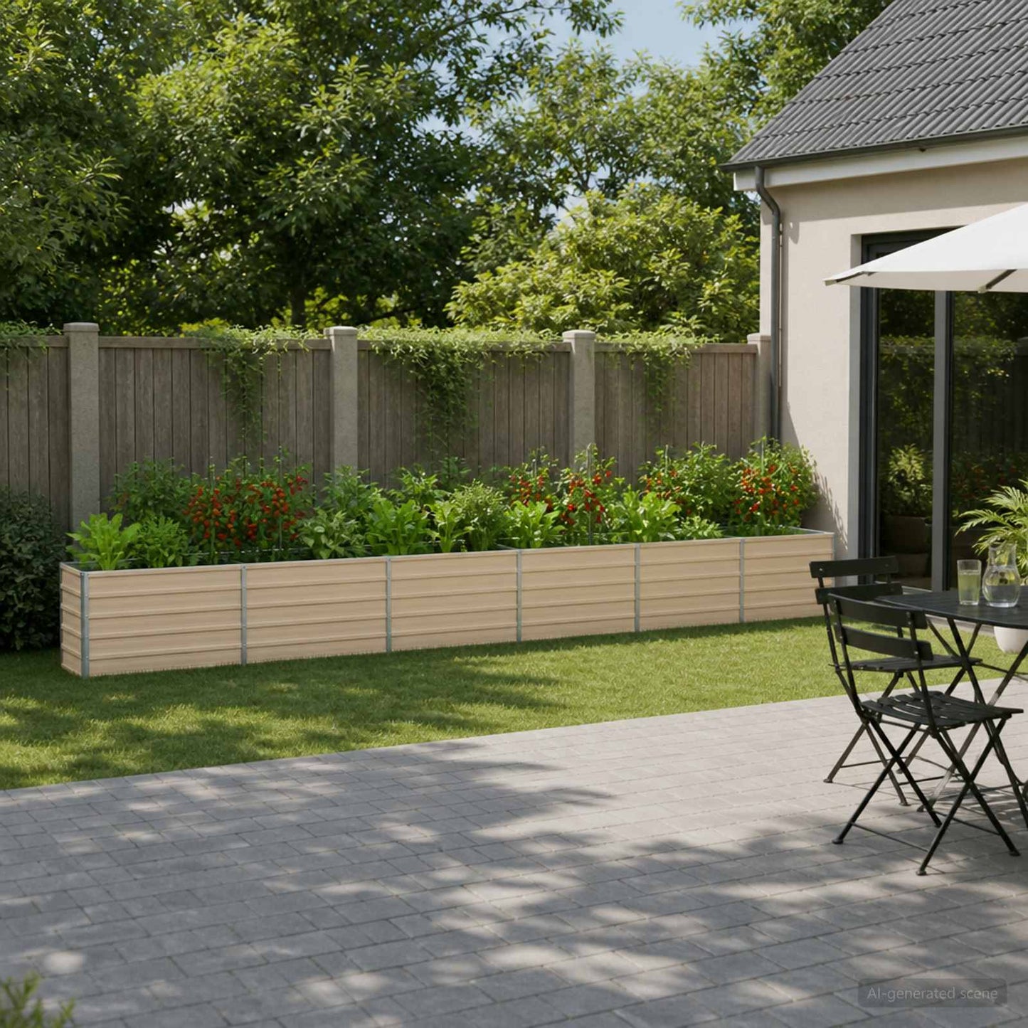 Raised Garden Bed Ivory 480 x 40 x 55 cm cold-rolled steel