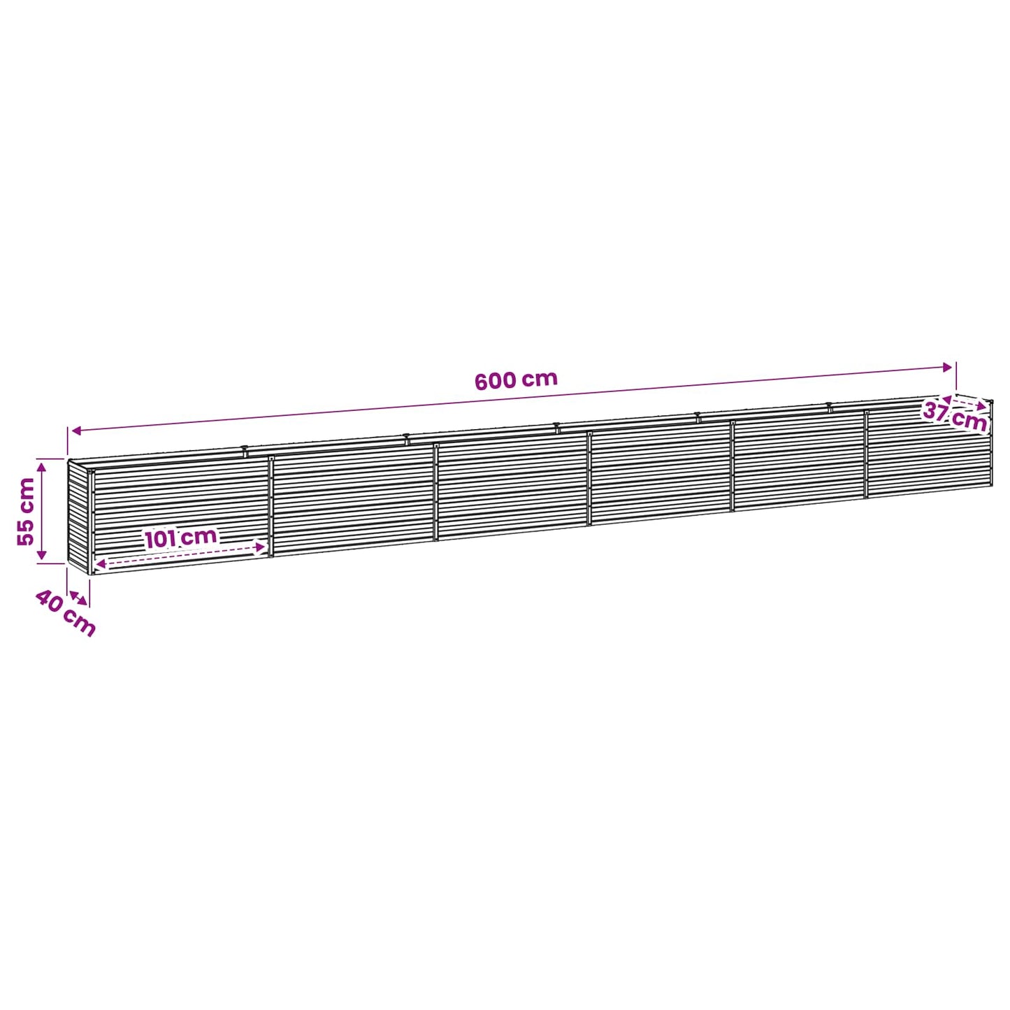 Raised Garden Bed Natural 600 x 40 x 55 cm cold-rolled steel