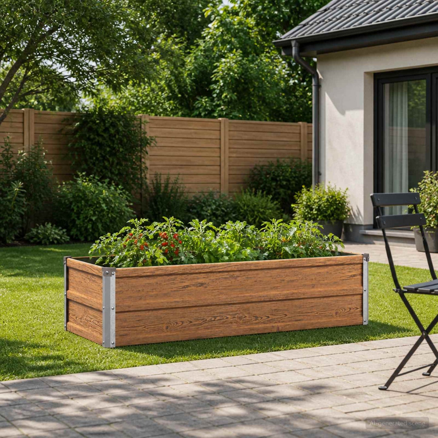 Raised Garden Bed Wood Brown 100 x 40 x 24 cm cold-rolled steel