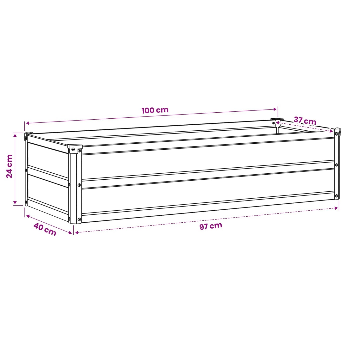 Raised Garden Bed Silver 100 x 40 x 24 cm galvanized