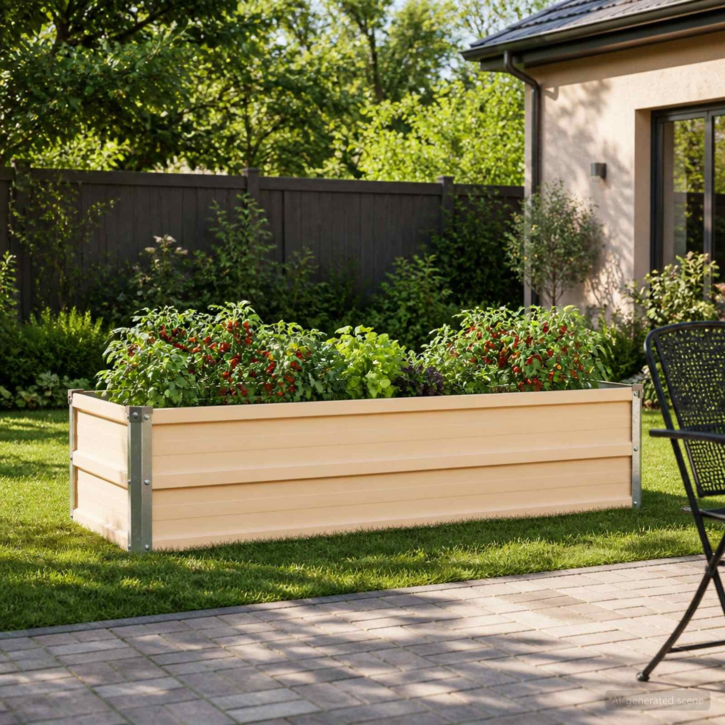 Raised Garden Bed Ivory 100 x 40 x 24 cm cold-rolled steel