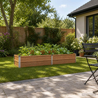 Raised Garden Bed Wood Brown 160 x 40 x 24 cm cold-rolled steel