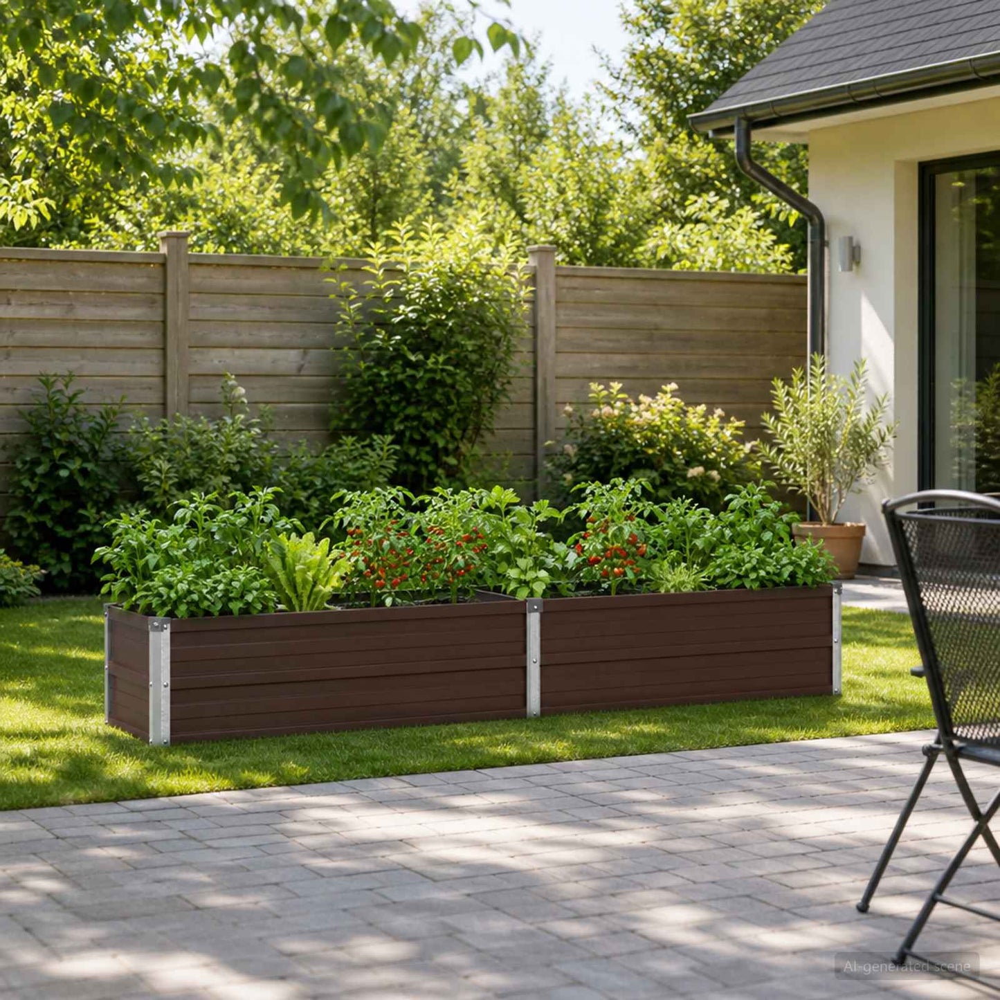 Raised Garden Bed Brown 160 x 40 x 24 cm cold-rolled steel