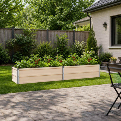 Raised Garden Bed Ivory 160 x 40 x 24 cm cold-rolled steel