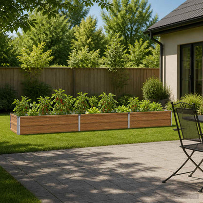 Raised Garden Bed Wood Brown 240 x 40 x 24 cm cold-rolled steel