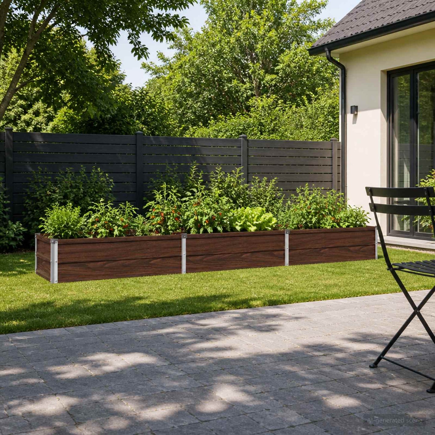 Raised Garden Bed Black 240 x 40 x 24 cm cold-rolled steel