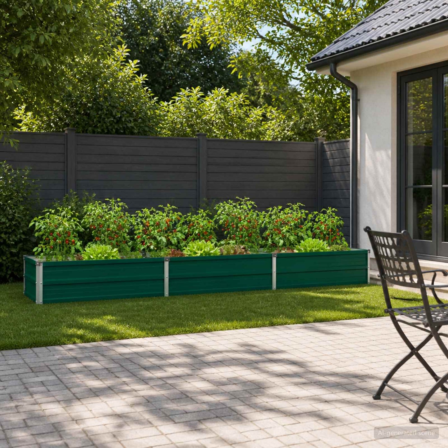 Raised Garden Bed Green 240 x 40 x 24 cm cold-rolled steeel