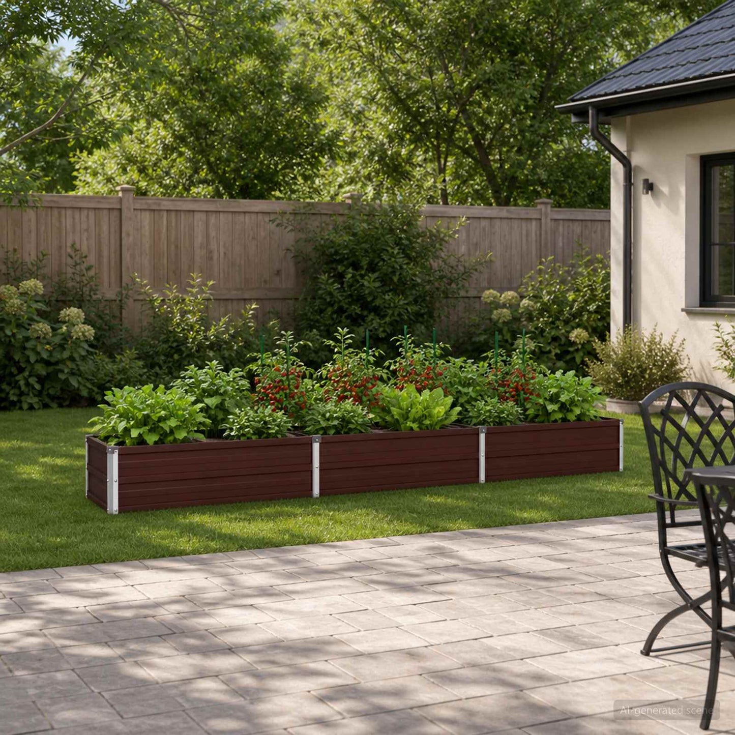 Raised Garden Bed Brown 240 x 40 x 24 cm cold-rolled steel