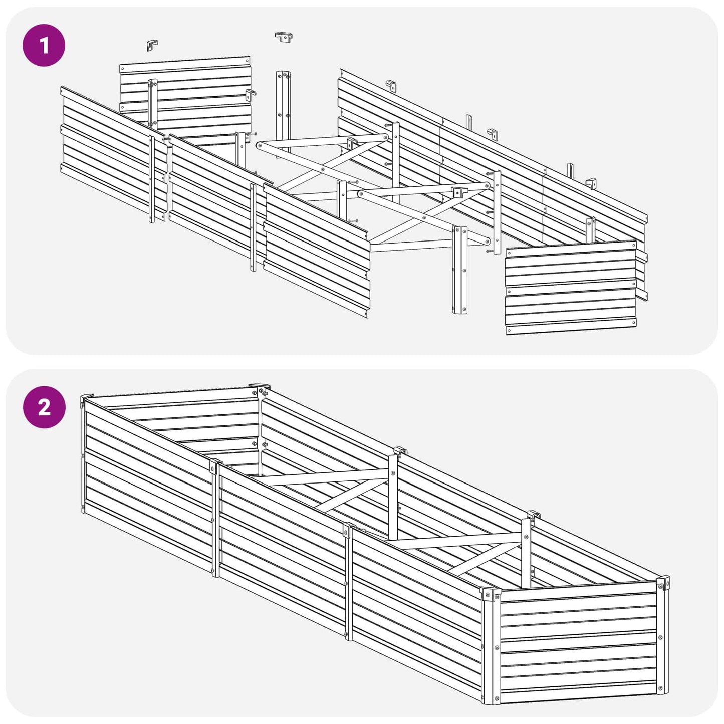Raised Garden Bed Silver 240 x 40 x 24 cm galvanized