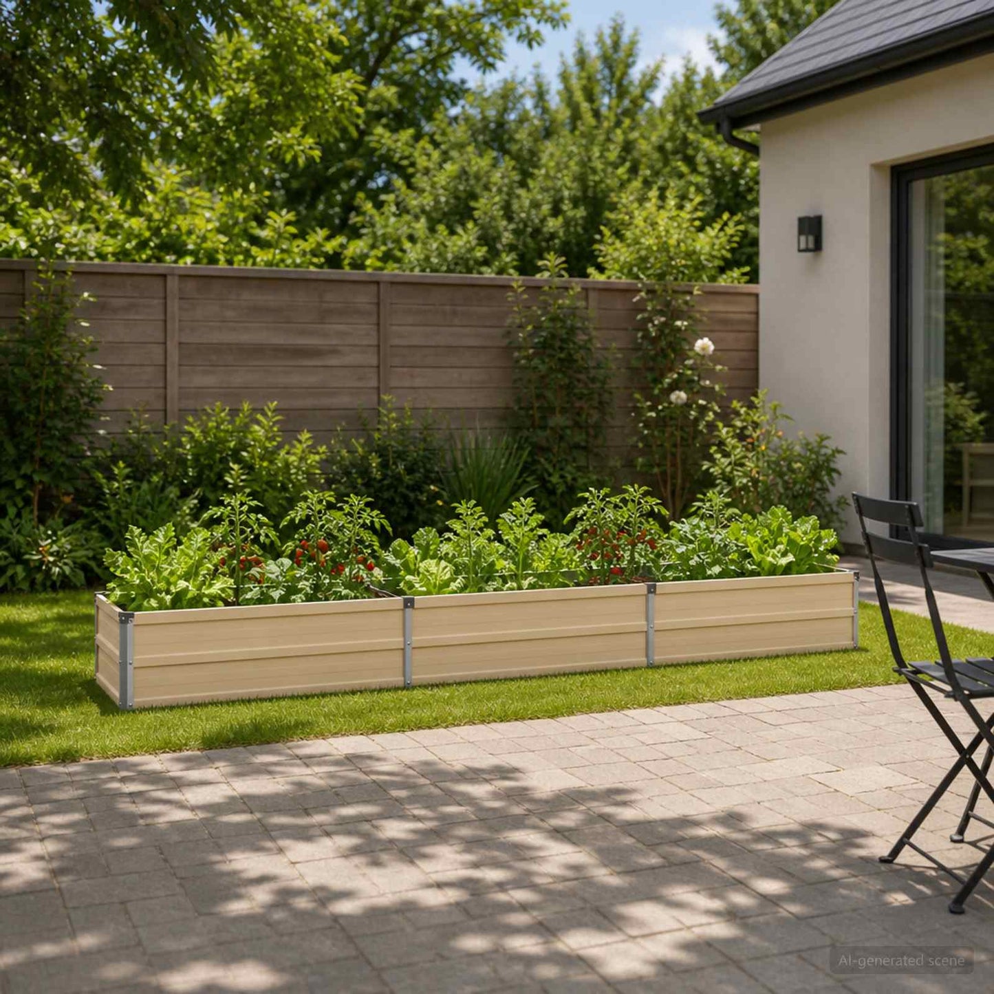 Raised Garden Bed Ivory 240 x 40 x 24 cm cold-rolled steel