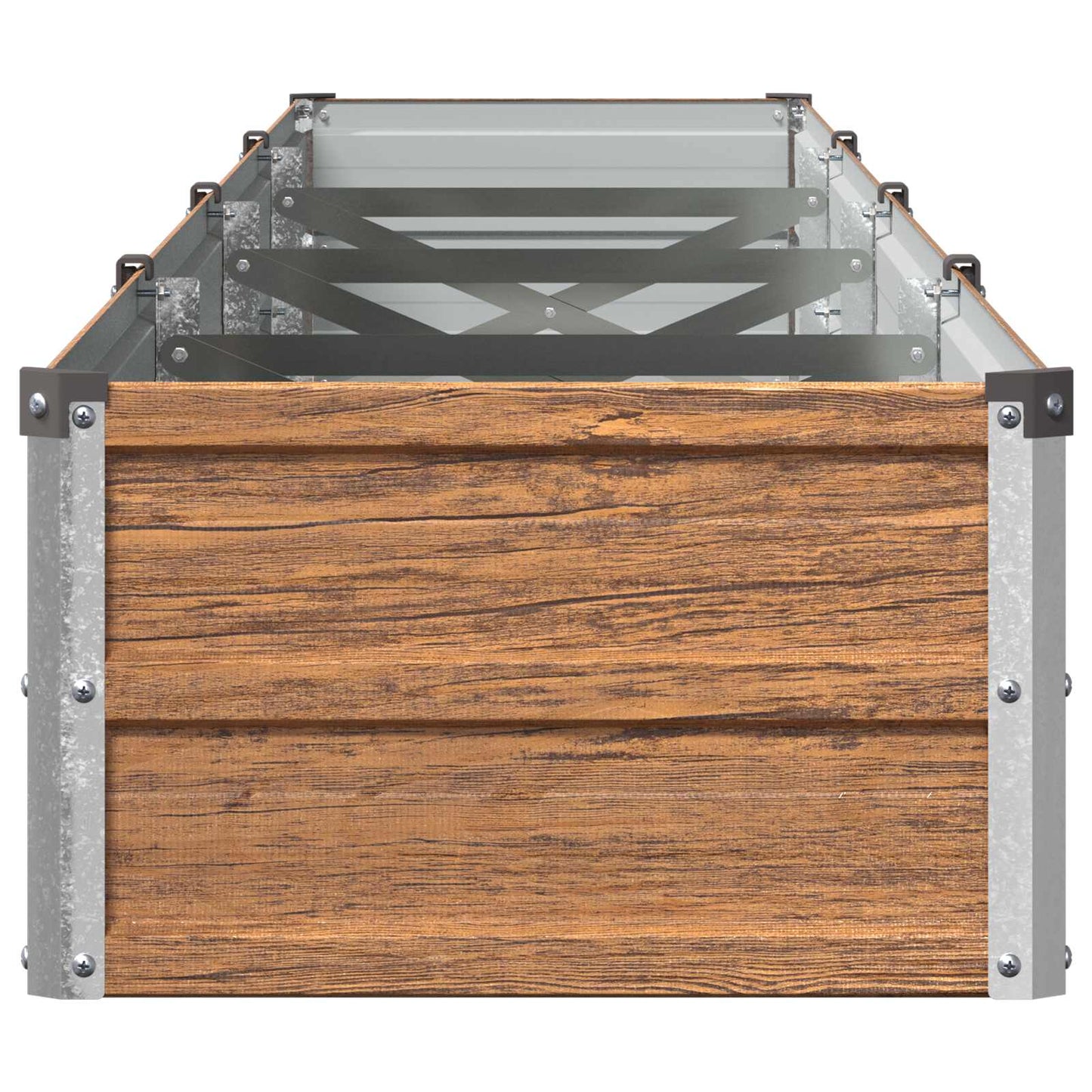 Raised Garden Bed Wood Brown 320 x 40 x 24 cm cold-rolled steel