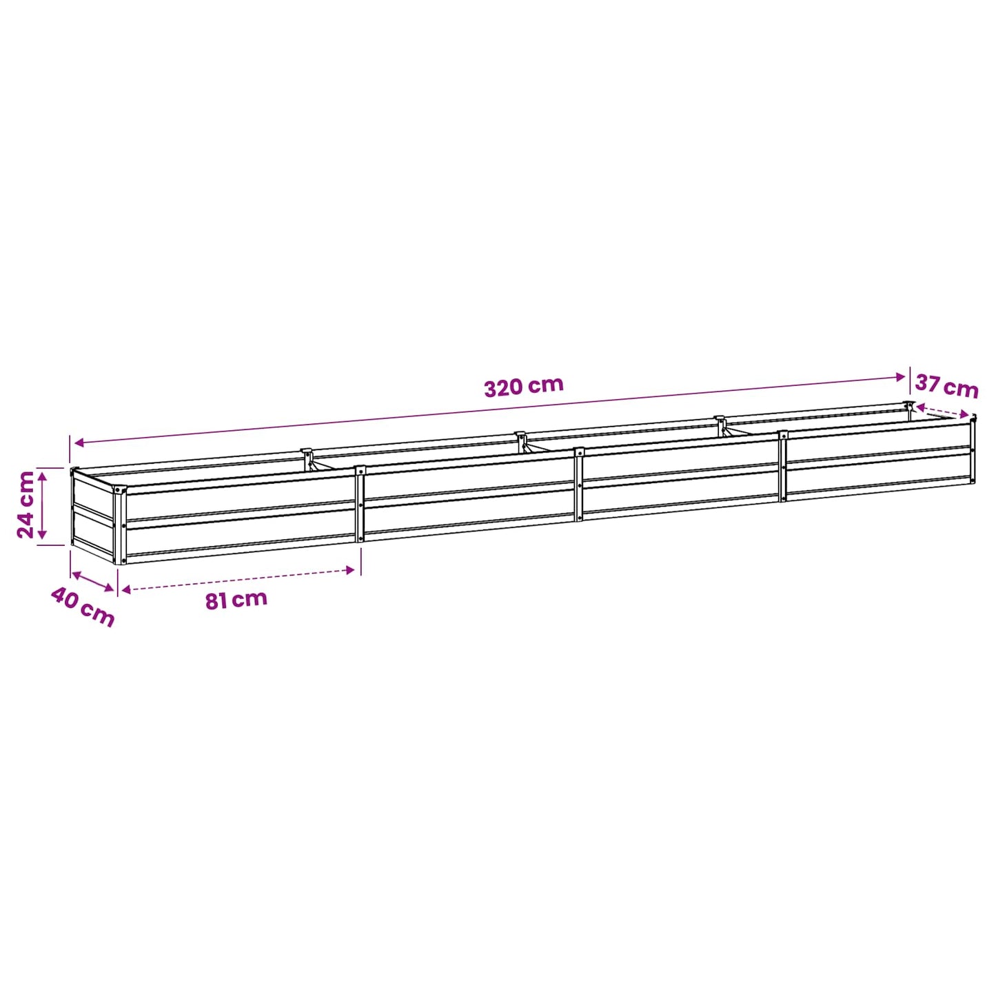 Raised Garden Bed Rusty 320 x 40 x 24 cm corton