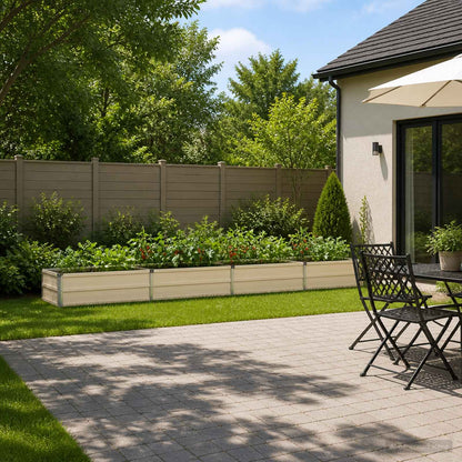 Raised Garden Bed Ivory 320 x 40 x 24 cm cold-rolled steel