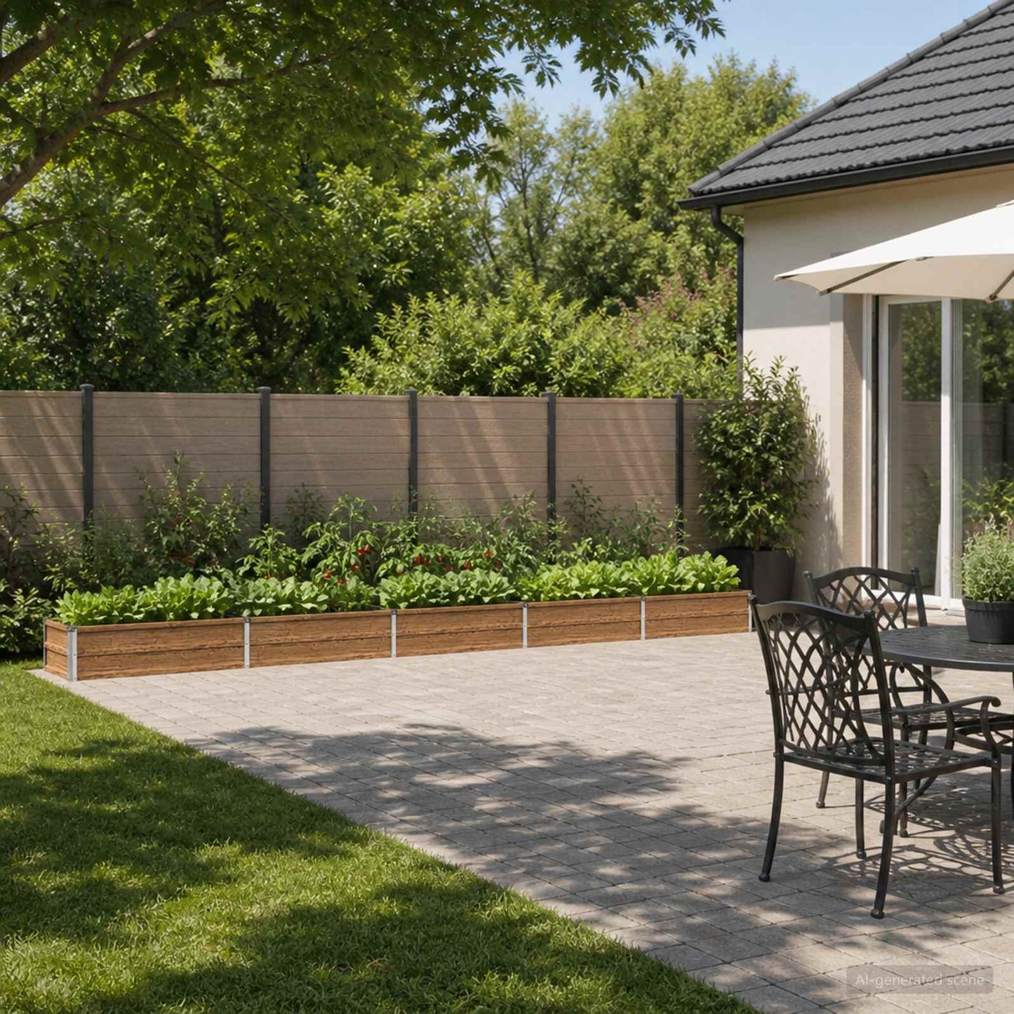 Raised Garden Bed Wood Brown 400 x 40 x 24 cm cold-rolled steel