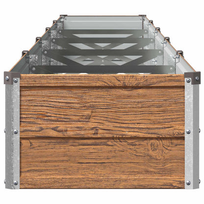 Raised Garden Bed Wood Brown 400 x 40 x 24 cm cold-rolled steel