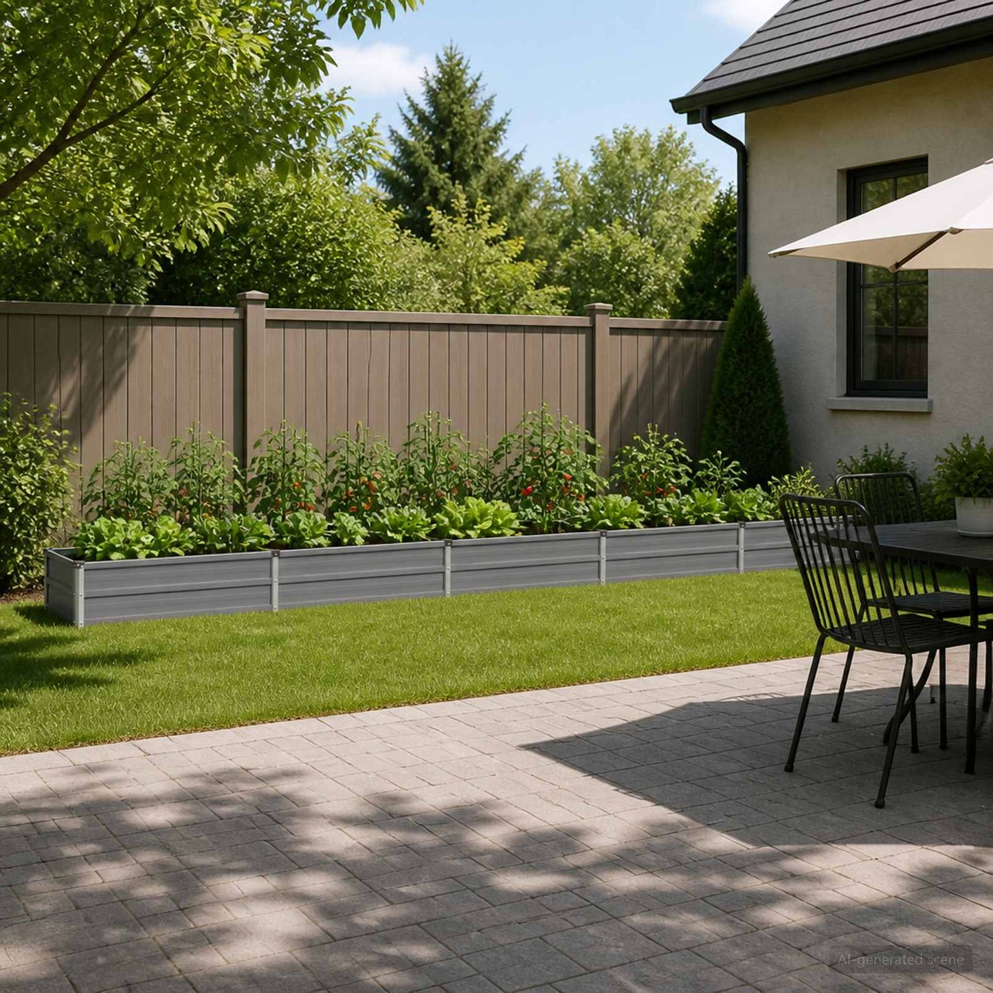 Raised Garden Bed Grey 400 x 40 x 24 cm cold-rolled steel
