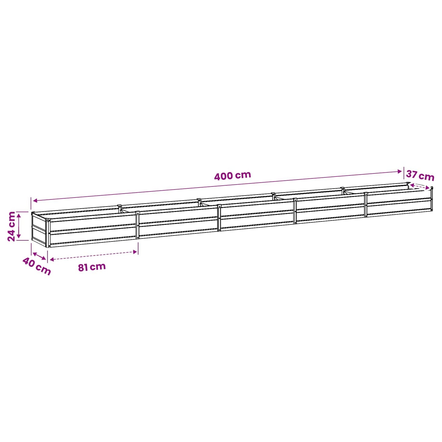 Raised Garden Bed Rusty 400 x 40 x 24 cm corton