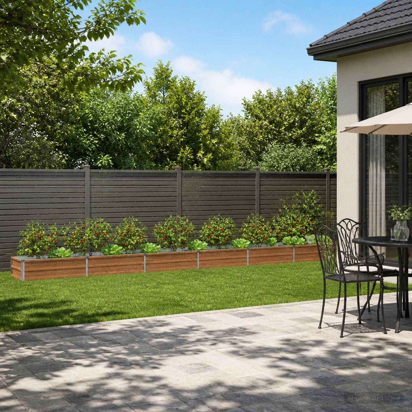 Raised Garden Bed Wood Brown 480 x 40 x 24 cm cold-rolled steel