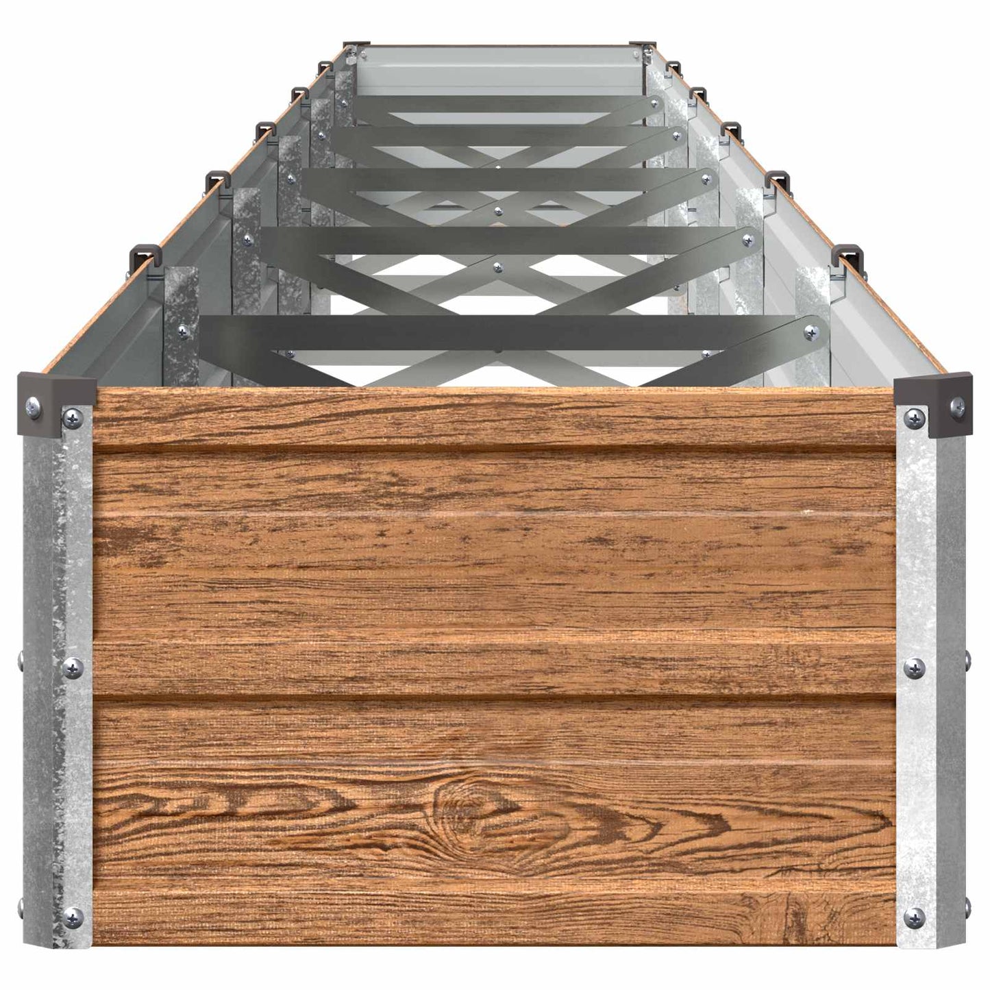 Raised Garden Bed Wood Brown 480 x 40 x 24 cm cold-rolled steel