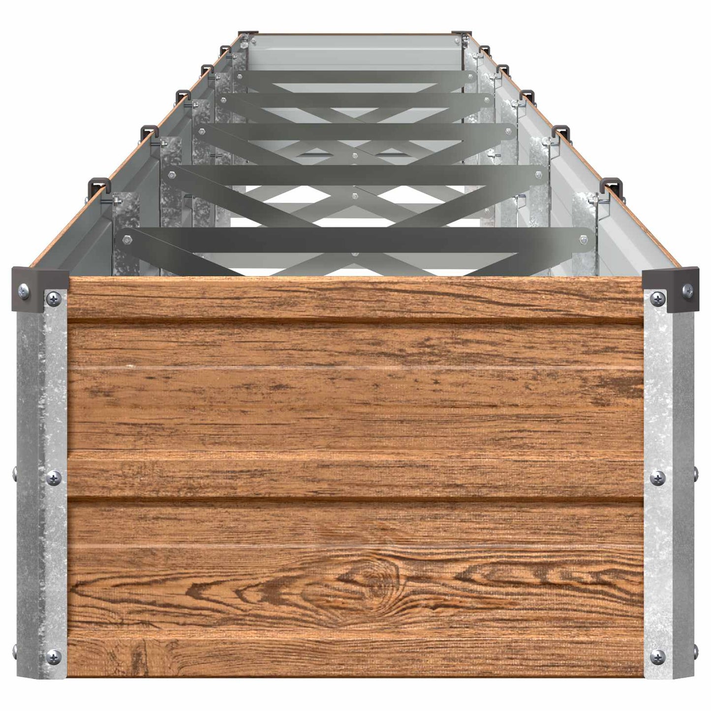 Raised Garden Bed Wood Brown 600 x 40 x 24 cm cold-rolled steel