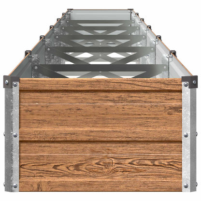 Raised Garden Bed Wood Brown 600 x 40 x 24 cm cold-rolled steel