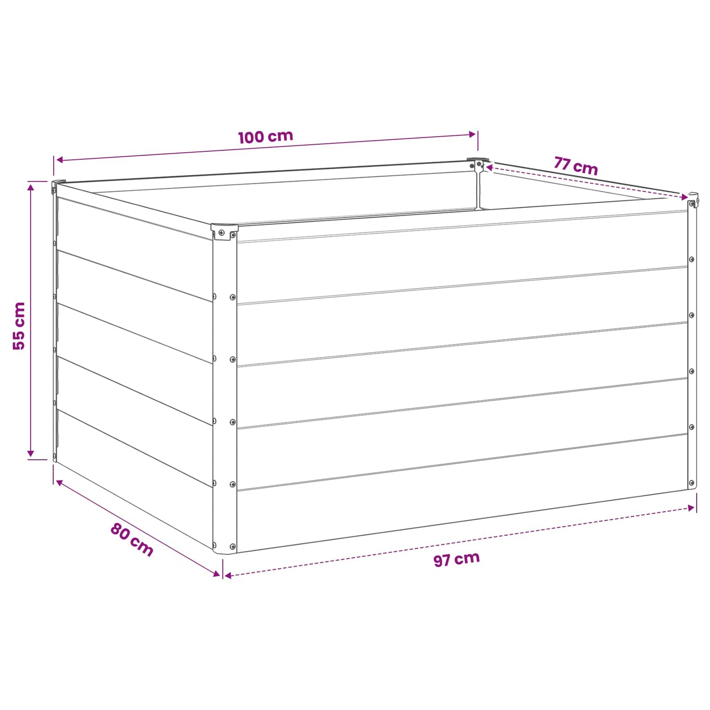 Raised Garden Bed Black 100 x 80 x 55 cm cold-rolled steel