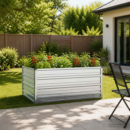 Raised Garden Bed Silver 100 x 80 x 55 cm galvanized