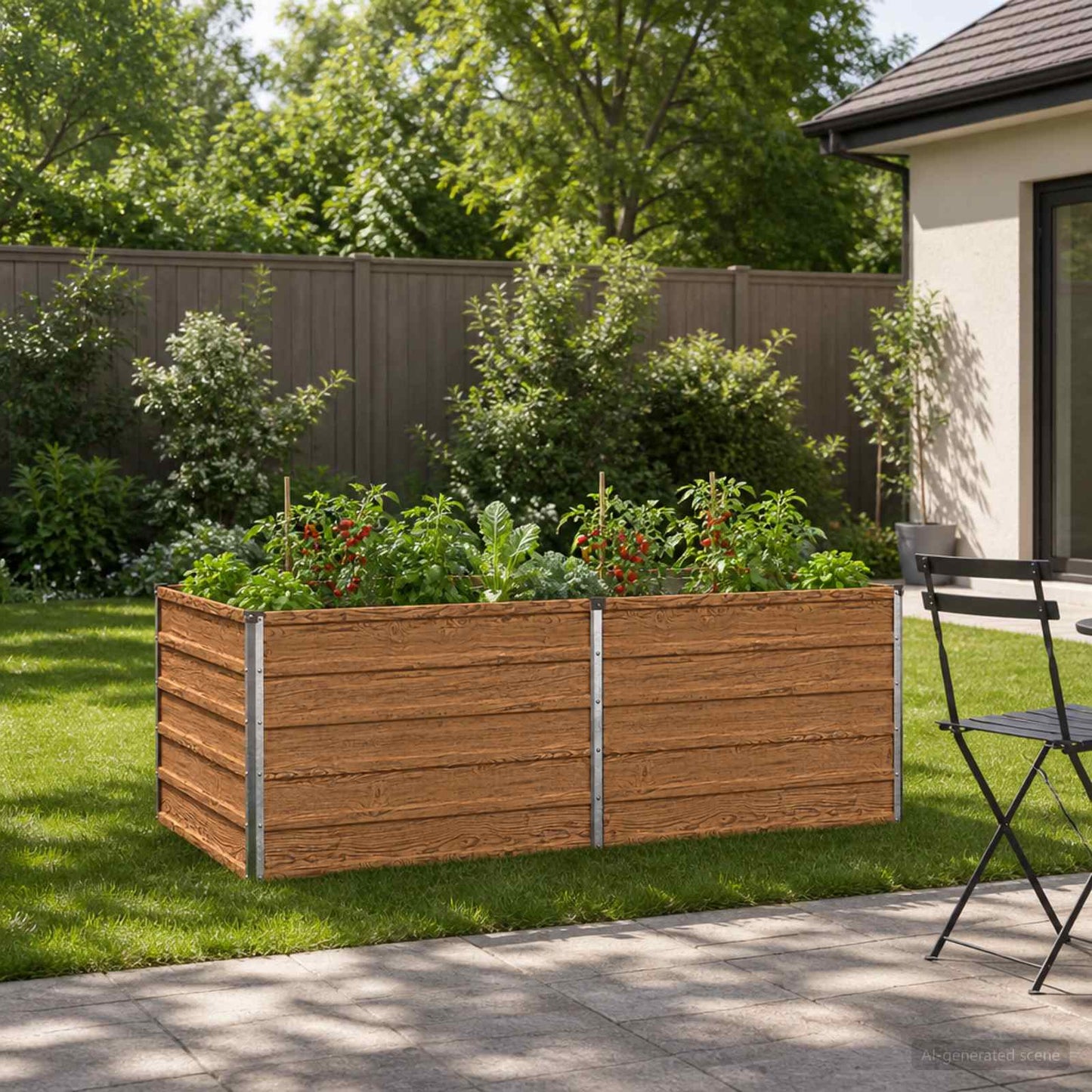 Raised Garden Bed Wood Brown 160 x 80 x 55 cm cold-rolled steel