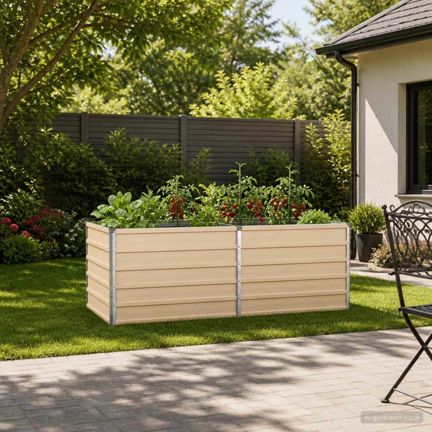 Raised Garden Bed Ivory 160 x 80 x 55 cm cold-rolled steel