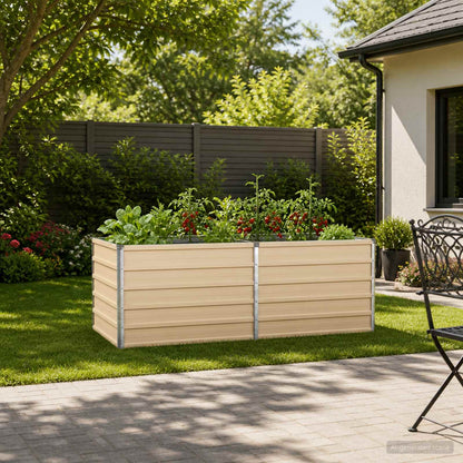 Raised Garden Bed Ivory 160 x 80 x 55 cm cold-rolled steel