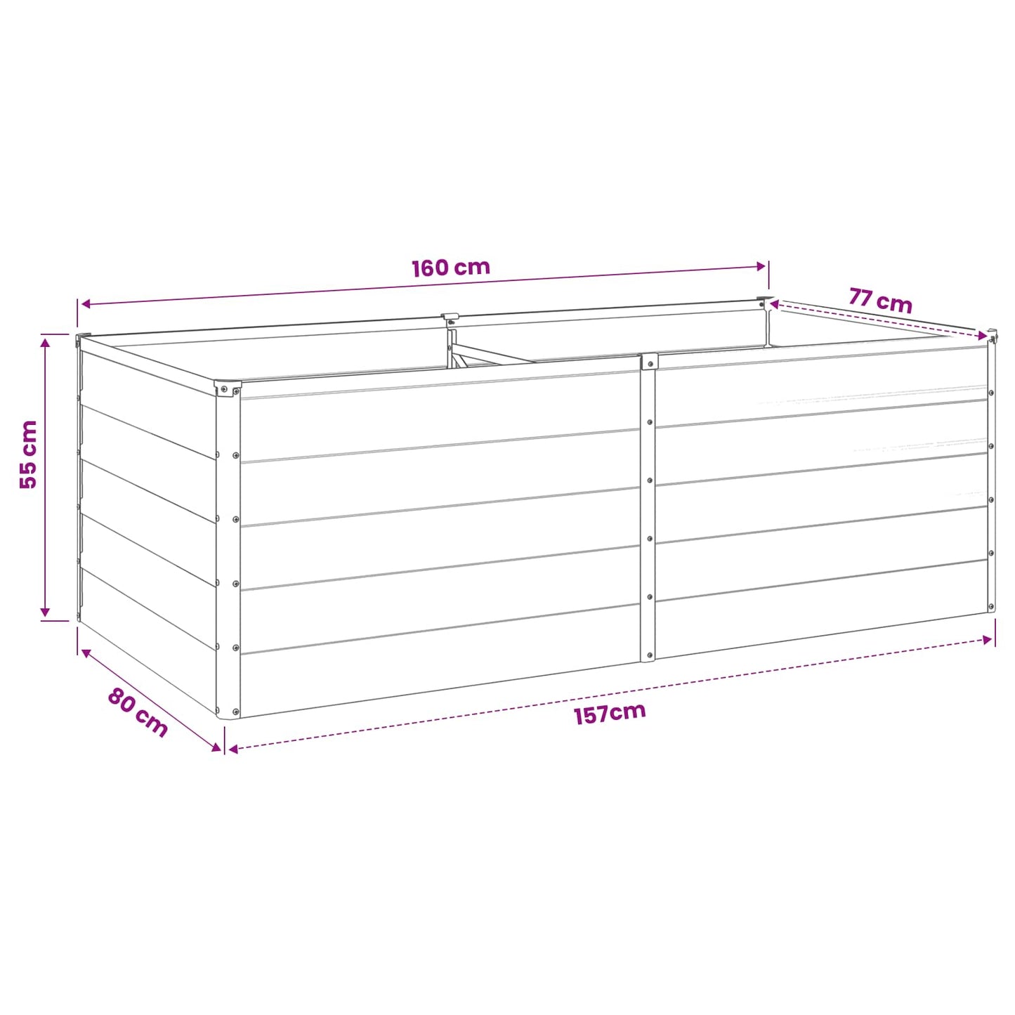 Raised Garden Bed Ivory 160 x 80 x 55 cm cold-rolled steel