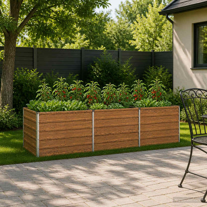 Raised Garden Bed Wood Brown 240 x 80 x 55 cm cold-rolled steel