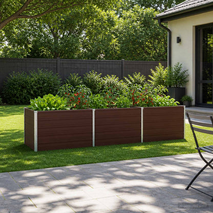 Raised Garden Bed Brown 240 x 80 x 55 cm cold-rolled steel