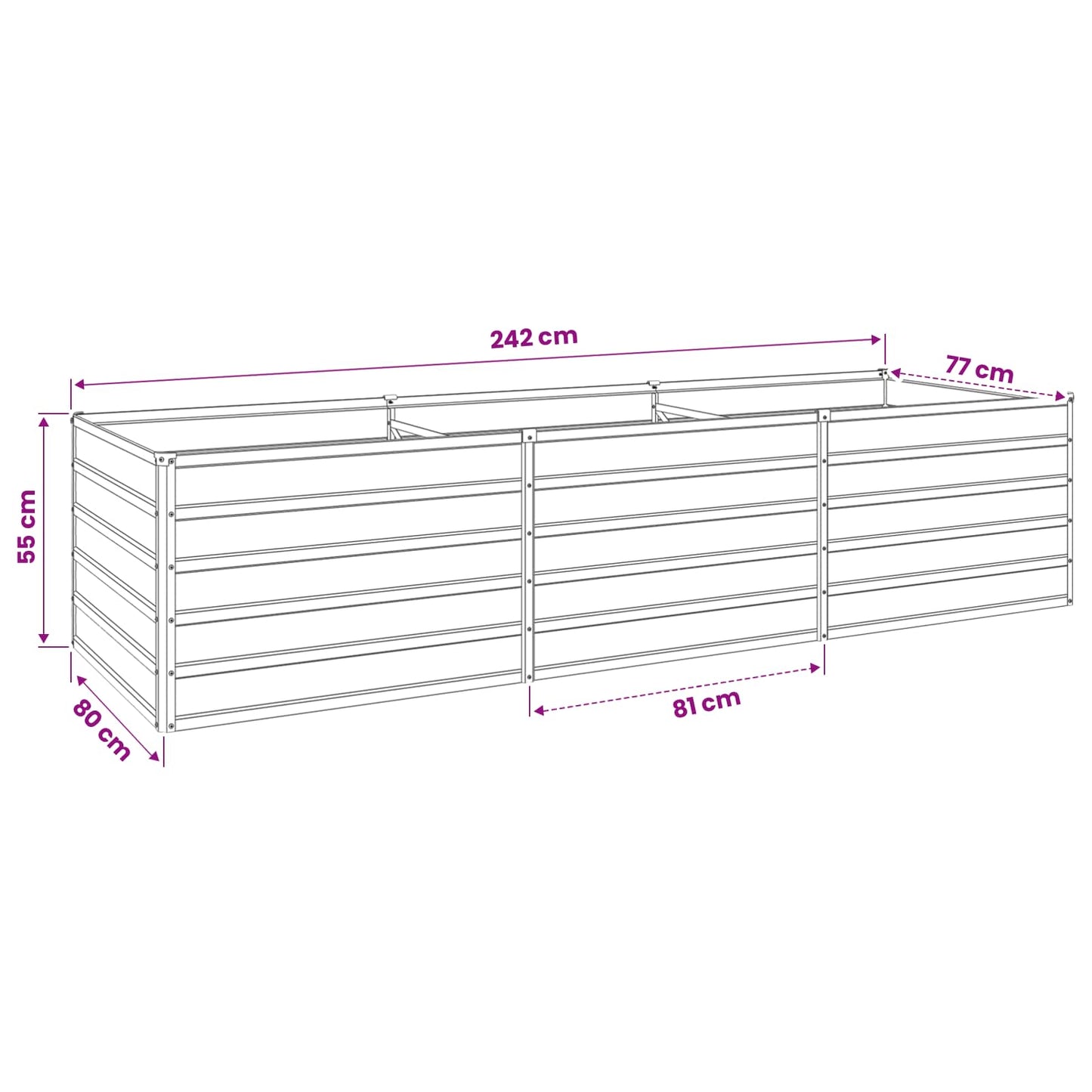 Raised Garden Bed Rusty 240 x 80 x 55 cm corton