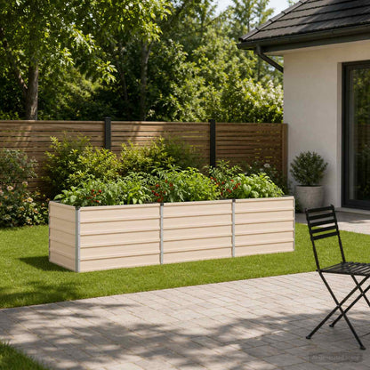 Raised Garden Bed Ivory 240 x 80 x 55 cm cold-rolled steel