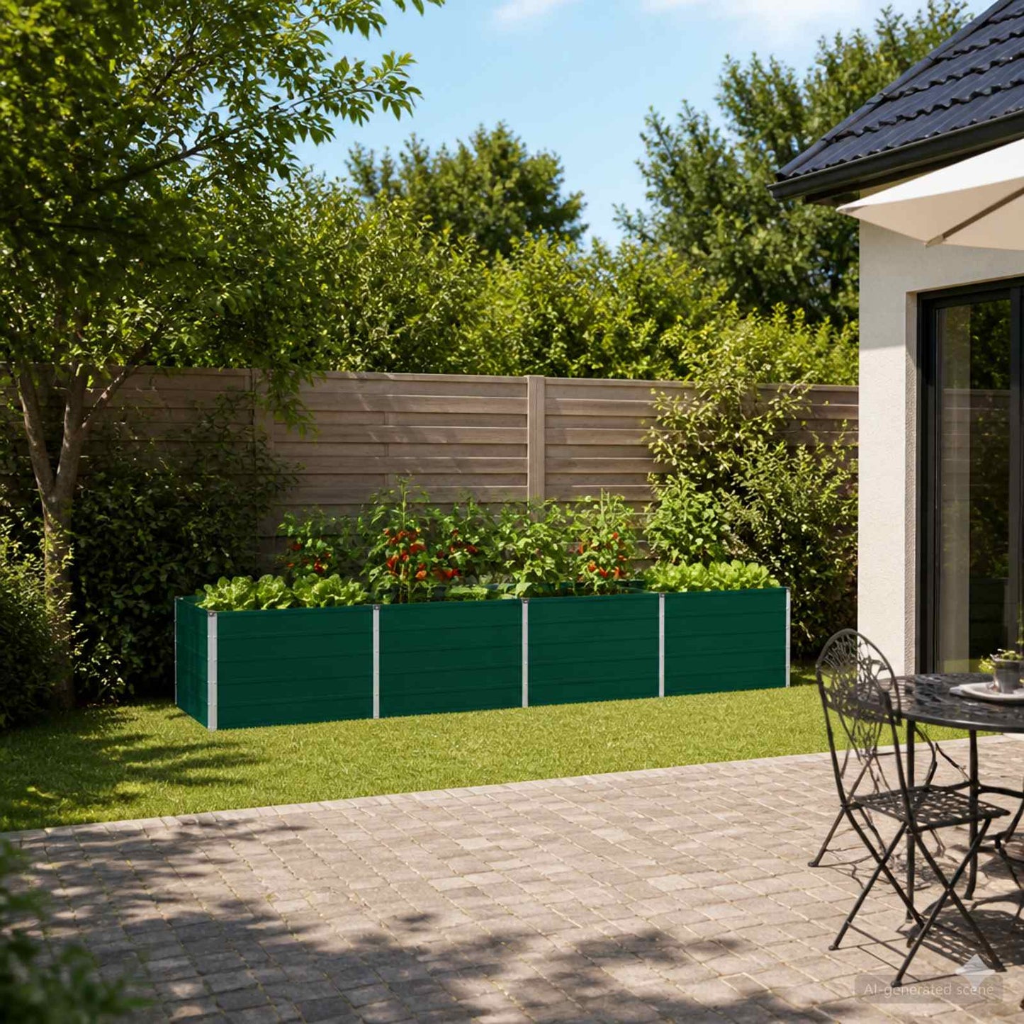 Raised Garden Bed Green 320 x 80 x 55 cm cold-rolled steeel