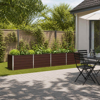 Raised Garden Bed Brown 320 x 80 x 55 cm cold-rolled steel