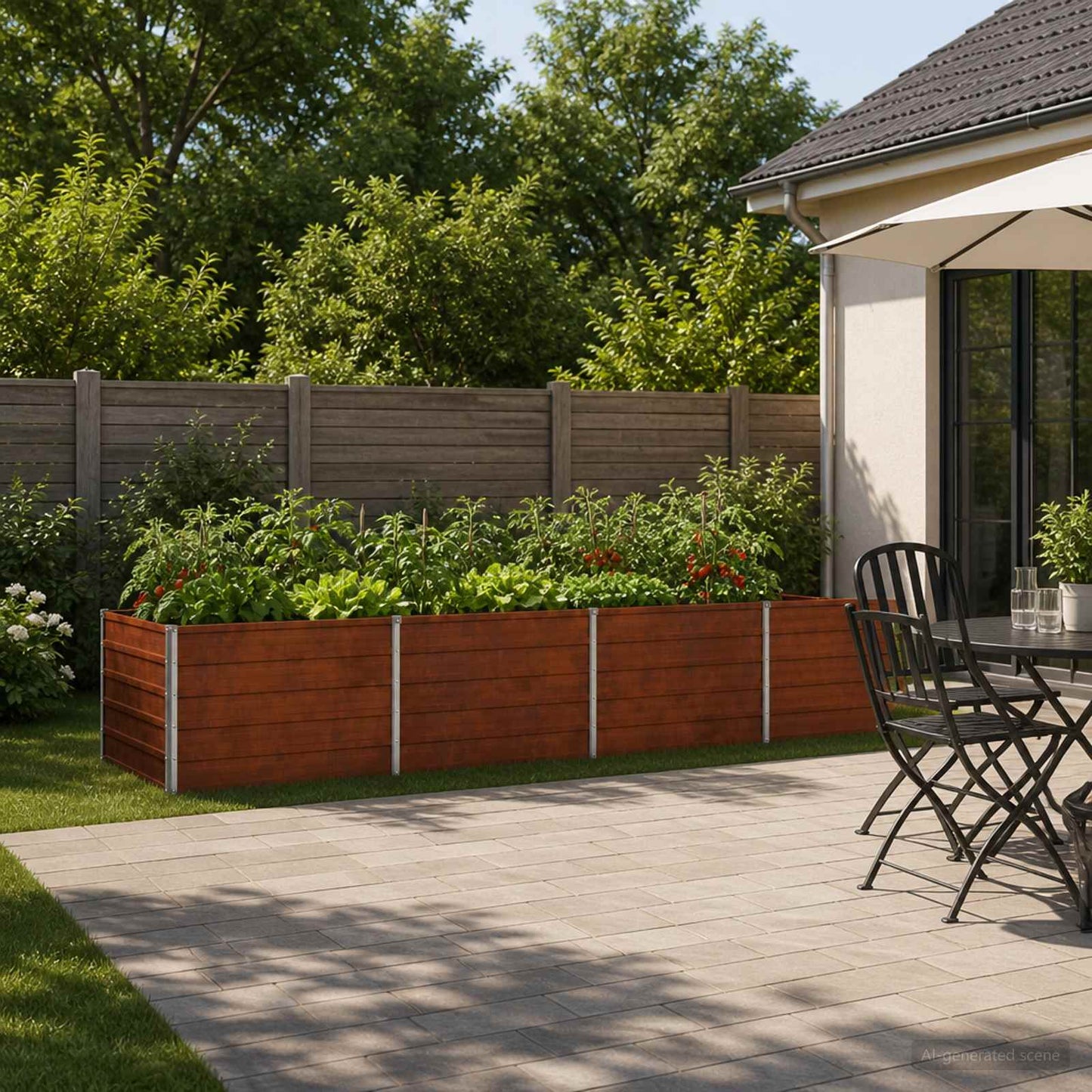 Raised Garden Bed Rusty 320 x 80 x 55 cm corton