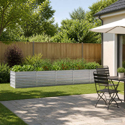 Raised Garden Bed Silver 400 x 80 x 55 cm galvanized