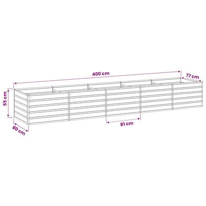 Raised Garden Bed Silver 400 x 80 x 55 cm galvanized