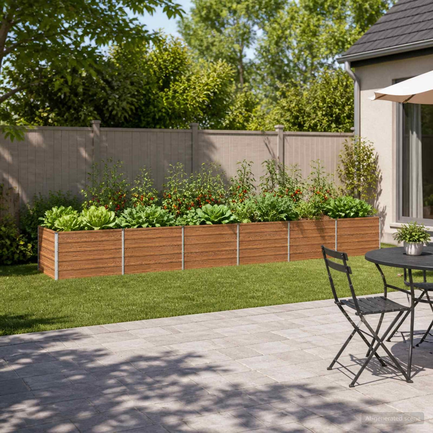 Raised Garden Bed Wood Brown 480 x 80 x 55 cm cold-rolled steel