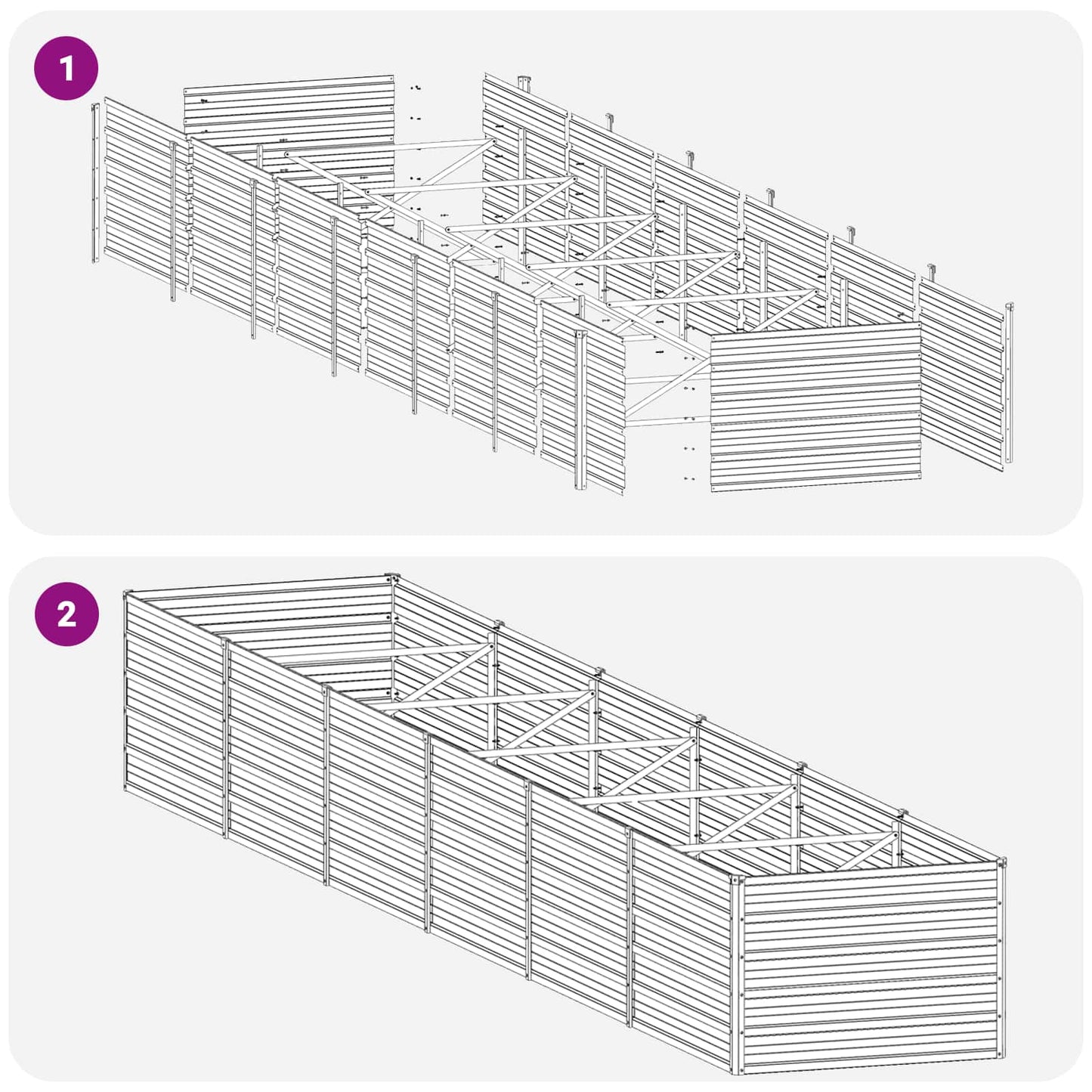 Raised Garden Bed Silver 480 x 80 x 55 cm galvanized