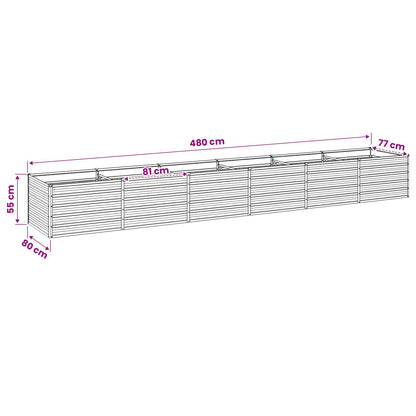 Raised Garden Bed Silver 480 x 80 x 55 cm galvanized