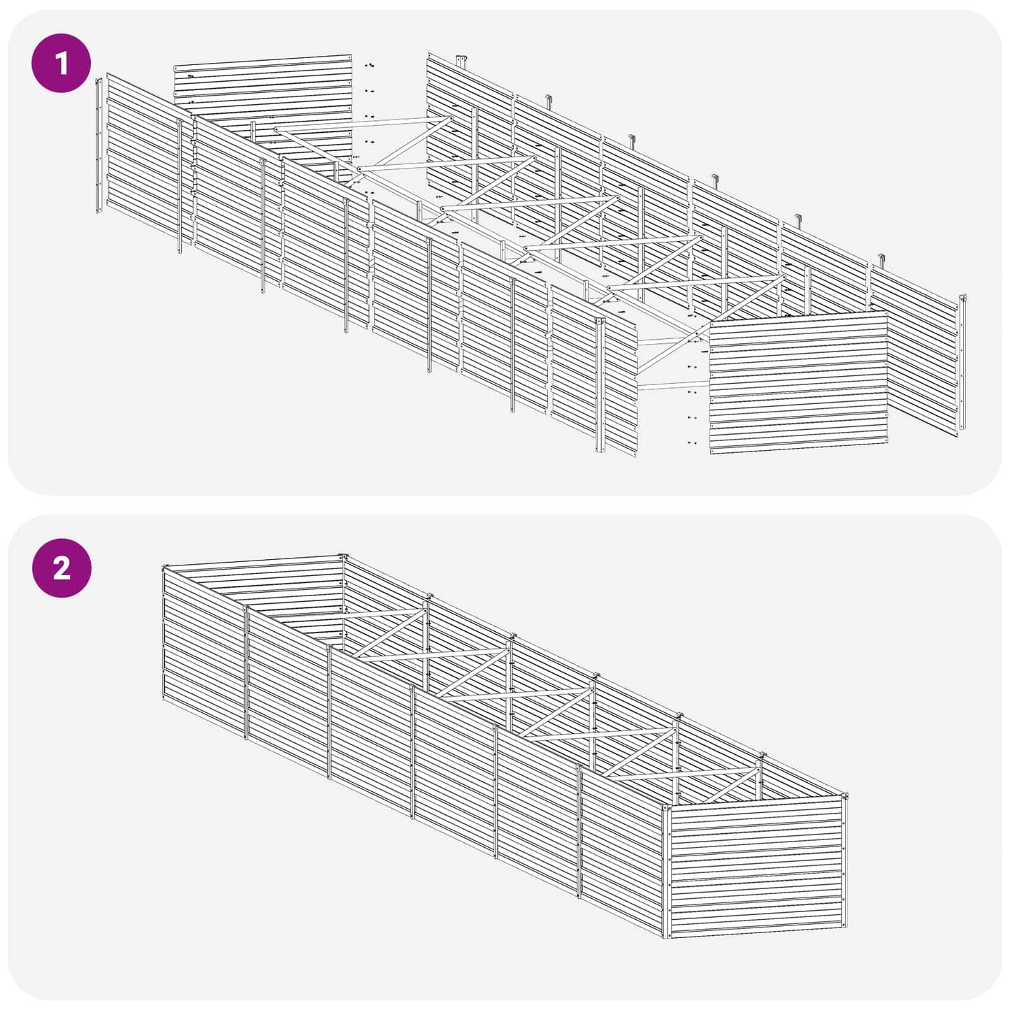 Raised Garden Bed Ivory 600 x 80 x 55 cm cold-rolled steel