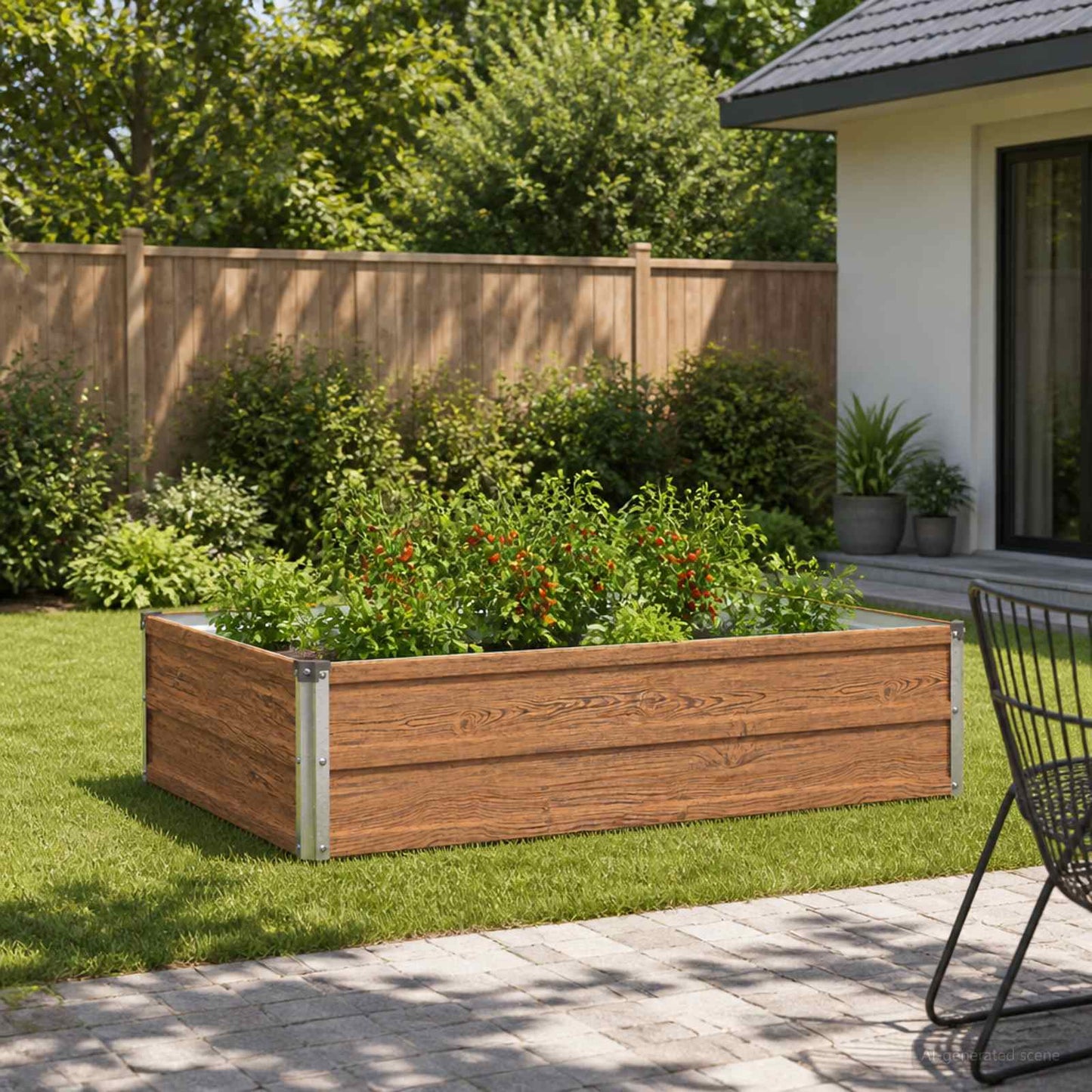 Raised Garden Bed Wood Brown 100 x 80 x 24 cm cold-rolled steel